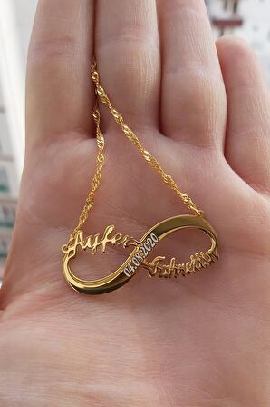 925 Ayar Gümüş 24 Ayar Altın Kaplama Sonsuzluk Kolye