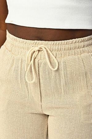 KADIN RAHAT KALIP BELİ LASTİKLİ DÜZ RENK PAMUK PANTOLON