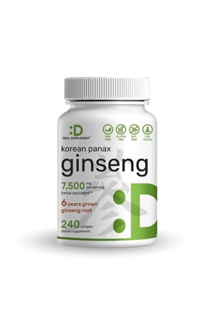DEAL SUPPLEMENT Korean Red Panax Ginseng Root Extract, 7.500 mg  240 Softgels
