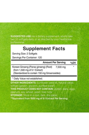 DEAL SUPPLEMENT Korean Red Panax Ginseng Root Extract, 7.500 mg  240 Softgels