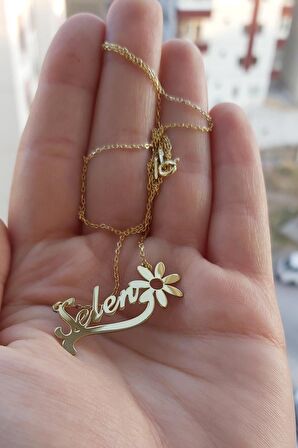 925 Ayar Gümüş 24 Ayar Altın Kaplama Isimli Kolye