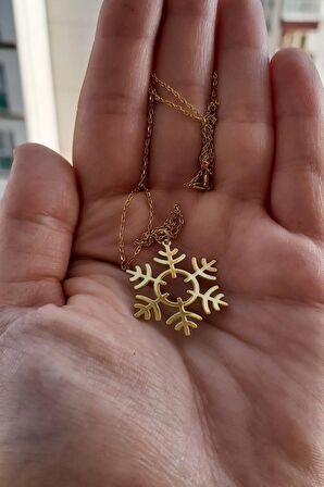 925 Ayar Gümüş 24 Ayar Altın Kaplama Kar Tanesi Kolye