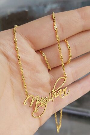 925 Ayar Gümüş 24 Ayar Altın Kaplama Isimli Kolye