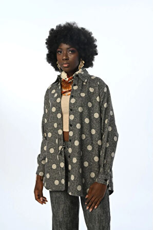 KADIN PUANTİYELİ OVERSİZE KESİM GÖMLEK