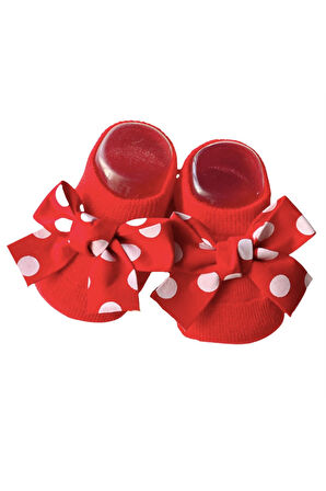 Kırmızı Çorap Puantiyeli Fiyonklu 0-1 Yaş