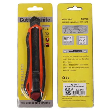  SN-27095 PLASTİK GÖVDE PROFESYONEL 18 MM METAL MAKET BIÇAĞI - FALÇATA