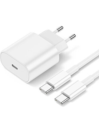 Yeni Nesil 25W Hızlı Şarj Seti Adaptor + Type C Kablosu iPhone 15 16 Samsung Realme Oppo Vb. Uyumlu