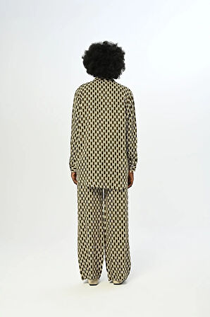 KADIN BELİ LASTİKLİ BOL PAÇA DESENLİ PANTOLON