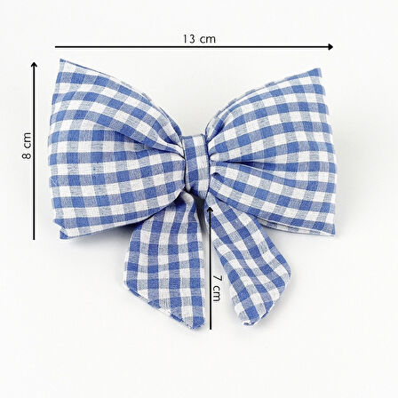 Woodycord  İçi Dolgulu Büyük Boy Mavi Beyaz Pötikare Fiyonk Otomatik Toka - Bow toka