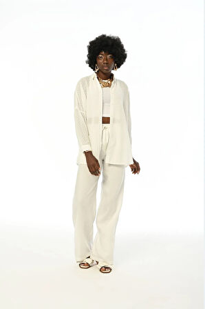 KADIN OVERSIZE KESİM DESENLİ ŞİFON İNCE GÖMLEK