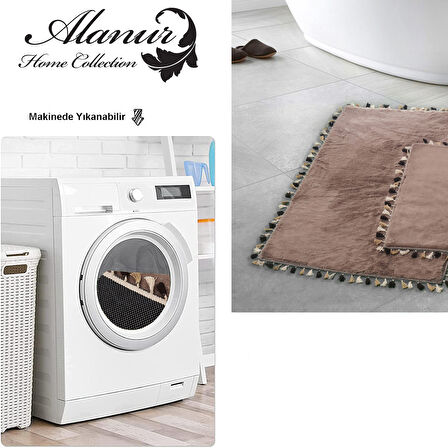 Alanur Home Tokyo Süpersoft Saçaklı 2 Li Banyo Paspası