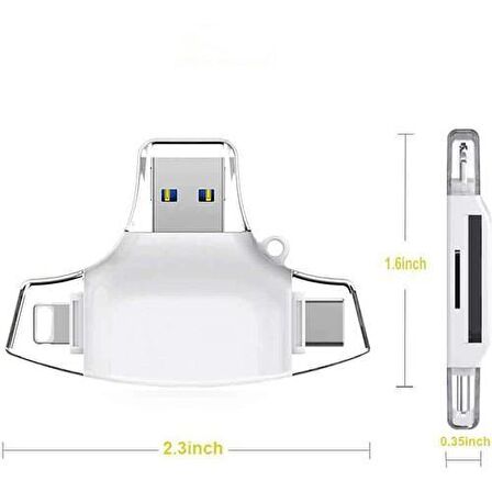 Daytona HC06 Lightning USB Type-C Micro To Sd Tf Kart Okuyucu Çevirici Hub Adapter