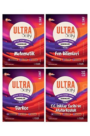 LGS 8.Sınıf Ultra Serisi Matematik Fen Bilimleri Türkçe ve İnkılap Denemeleri