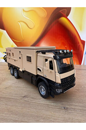 Karavan Tır Oyuncak Karavan Motosiklet Komple Metal Mercedes Tır Işıklı Sesli 23 Cm