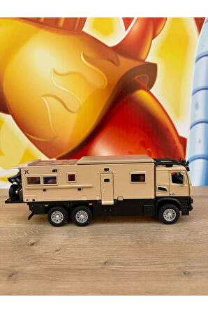 Karavan Tır Oyuncak Karavan Motosiklet Komple Metal Mercedes Tır Işıklı Sesli 23 Cm