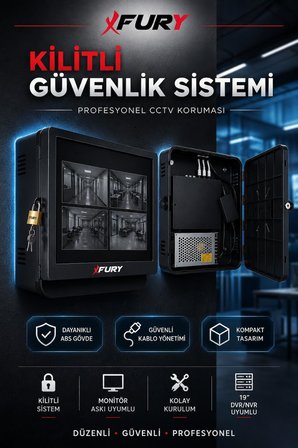 FURY DVR NVR Kamera Kayıt Cihazı ABS Kabini 42x32x11 cm Metal Duvar Tipi Güvenlik Kabini