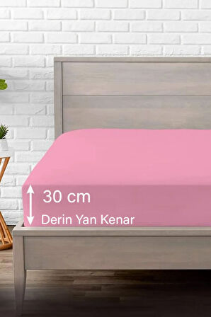 | Ranforce | Pamuklu Tek / Çift Kişilik Pembe Lastikli Çarşaf | 14 Renk | Fıtted |