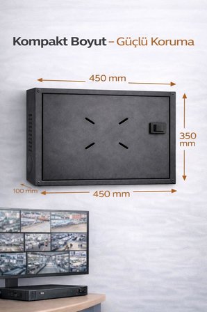 FURY DVR NVR Kamera Kayıt Cihazı Kabini 45x35x10 cm Metal Duvar Tipi Güvenlik Kabini