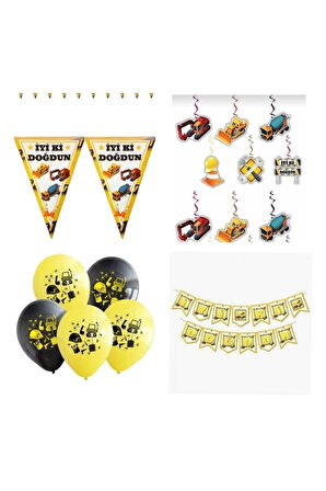 Iş Makinaları Inşaat Temalı Süsleme