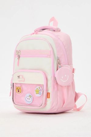 Kore Tarzı Be Cute Şeffaf Rozetli Pembe Kız & Erkek Çocuk İlkokul Ortaokul Okul Çantası