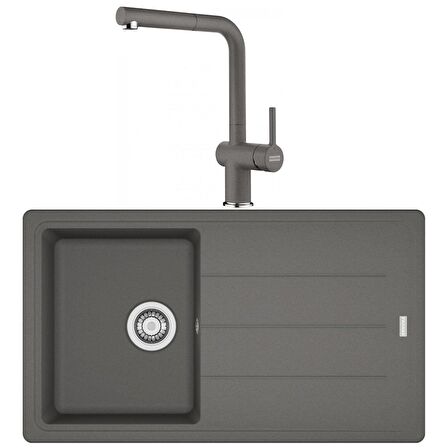 Franke Basis BFG 611-86 Stone Grey Granit Evye-Active Plus Doccia 2.0 Batarya Seti