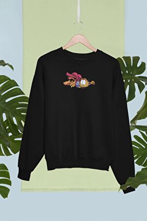 %100 Pamuk Oversize Super Garfield Tasarımlı Unisex Sweatshirt