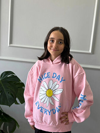 Kız Çocuk Papatya Desen Sweat Shirt