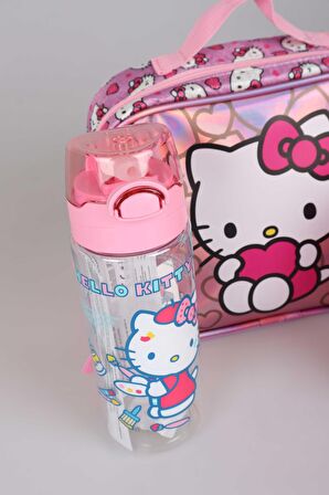 YENİ SEZON LİSANSLI HELLO KITTY'NIN PIRILTILI DÜNYASI ÖZEL KOLEKSİYON BESLENME ÇANTASI ,500 ML MATARA VE BESLENME KABI YEMEK SETİ