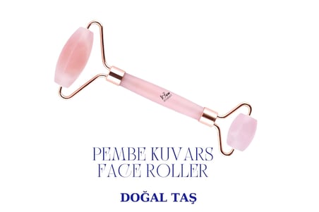 Pembe Kuvars Kalp-Mantar-Roller 3'Lü Set Masaj Taşı | Doğal Yüz Şekillendirici & Cilt Canlandırıcı 3'Lü Set