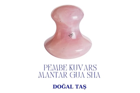 Pembe Kuvars Kalp-Mantar-Roller 3'Lü Set Masaj Taşı | Doğal Yüz Şekillendirici & Cilt Canlandırıcı 3'Lü Set