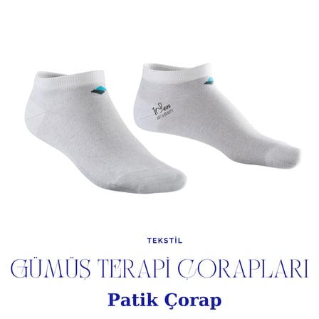 1Sen Art & Beauty Gümüş Terapi Patik Çorap Unisex Beyaz 39-42