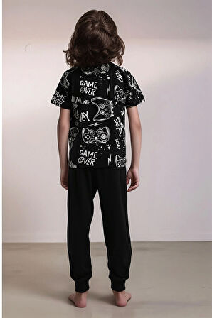 Erkek Çocuk Ev Giyim %100 Pamuklu Kısa Kol İkili Pijama Takımı LL.P01.O2.L01.002