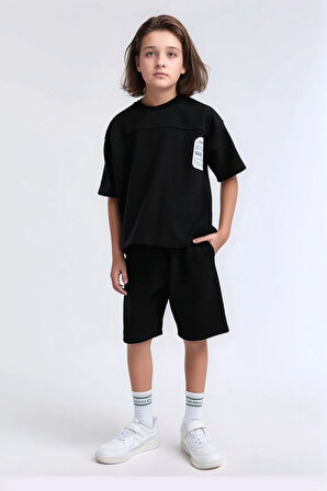 Erkek Çocuk Giyim Oversize T-Shirt & Şort İkili Takım Set LL.P01.O2.L01.004