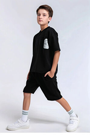 Erkek Çocuk Giyim Oversize T-Shirt & Şort İkili Takım Set LL.P01.O2.L01.004