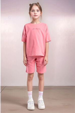 Kız Çocuk Giyim Limon %100 Pamuk T-Shirt & Şort İkili Takım LL.P01.O2.L01.006