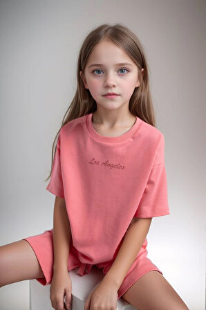 Kız Çocuk Giyim Limon %100 Pamuk T-Shirt & Şort İkili Takım LL.P01.O2.L01.006