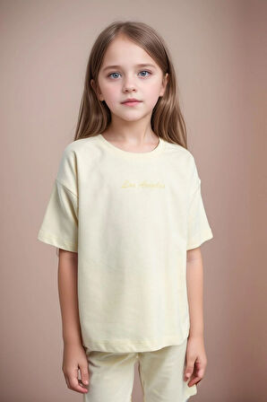 Kız Çocuk Giyim Limon %100 Pamuk T-Shirt & Şort İkili Takım LL.P01.O2.L01.006