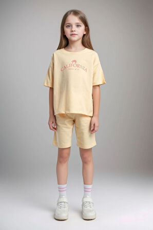 Kız Çocuk Giyim %100 Pamuk T-Shirt & Şort İkili Takım LL.P01.O2.L01.007