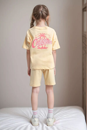 Kız Çocuk Giyim %100 Pamuk T-Shirt & Şort İkili Takım LL.P01.O2.L01.007
