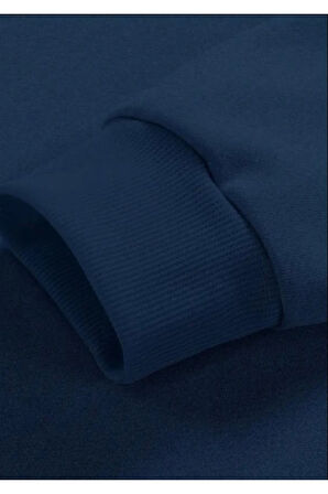 Erkek Lacivert Oversize Whatever Baskılı Bisiklet Yaka