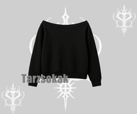 Kayık Yaka Sweatshirt Anime Kawaii Japon Kız Desenli