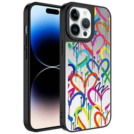 iPhone 14 Pro Max Kılıf Aynalı Desenli Kamera Korumalı Parlak  Mirror Kapak