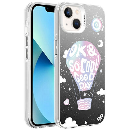 iPhone 13 Kılıf Desenli  Silver Sert Kapak
