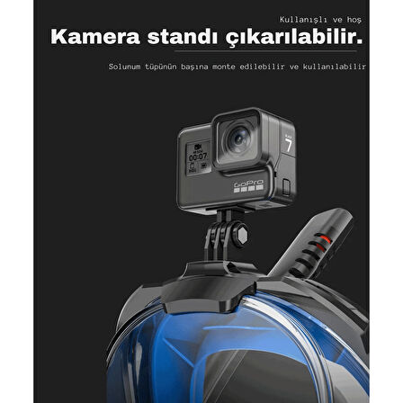TechTic Çift Tüp Silikon Şnorkel Tam Yüz Dalış Maskesi Fullface Buğu Önceliyici Anti Sızıntı Gopro 