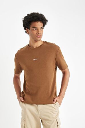 DeFacto Regular Fit Bisiklet Yaka Baskılı Ağır Kumaş Kısa Kollu Tişört B4217AX24AUBN497