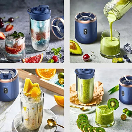 Polham 400ML Smoothie Taşınabilir Şarjlı Çok Fonksiyonlu El Blendere, 1 Bardaklı Kişisel Detoks Hazırlama Mikseri