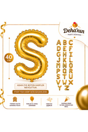 Adan Zye Harf Gold Folyo Balon 40cm
