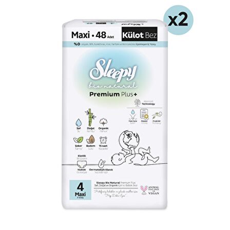 Sleepy Bio Natural Premium Plus Süper Paket Külot Bez 4 Numara Maxi 96 Adet