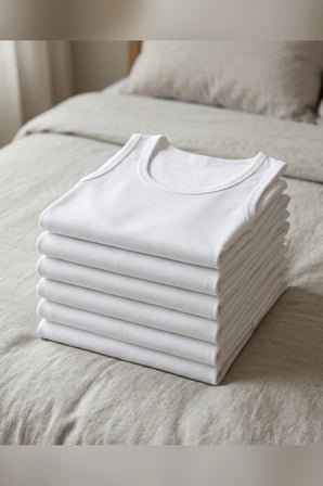 Erkek 6'lı Paket Atlet %100 Pamuklu Bisiklet Yaka Klasik Beyaz Geniş Bantlı İç Giyim