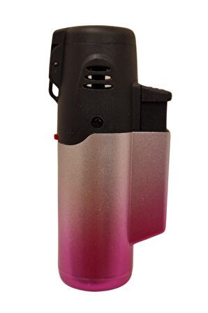 Gümüş-Pembe Masa Tipi Tek Torch Pürmüz Puro Çakmağı